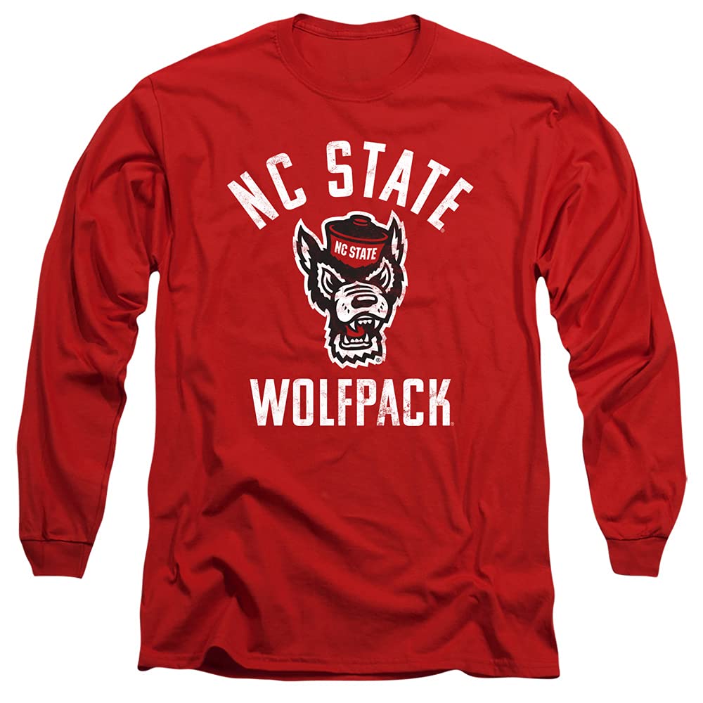 NC State Wolfpack Official Ncsu Wolfpack Logo Unisex Adult Long-Sleeve T Shirt,Red, Large