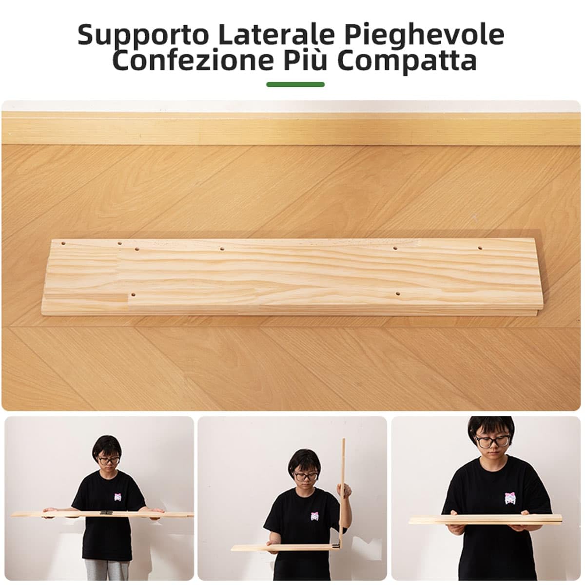 Libreria in Legno Massello con 5 Ripiani, Salvaspazio | Scaffale Porta Libri Verticale Slim con Barra Anticaduta| Profondità 10 cm per Cameretta e Soggiorno