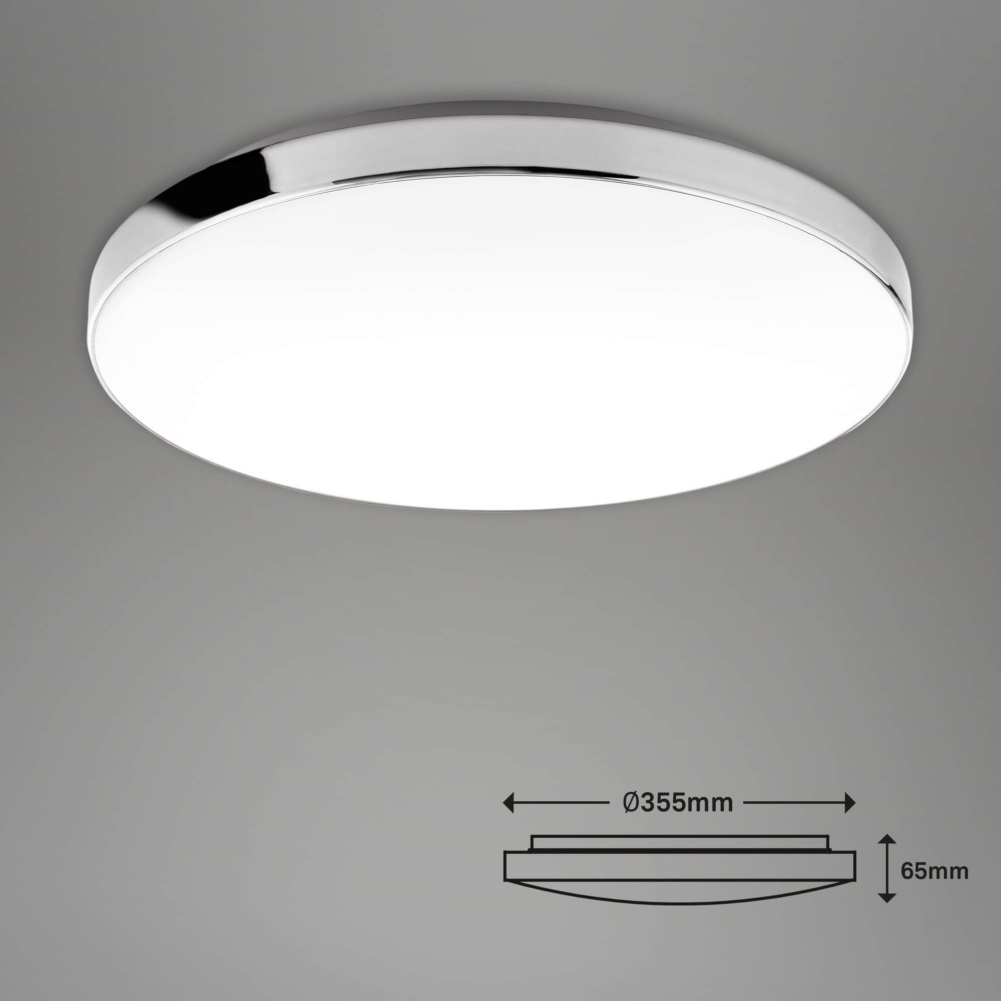BRILONER Leuchten - LED Deckenleuchte, Badlampe, Badleuchte IP44, 13 Watt, 1.700 Lumen, 4.000 Kelvin, Weiß-Chrom, Ø35.5cm, 3351-216