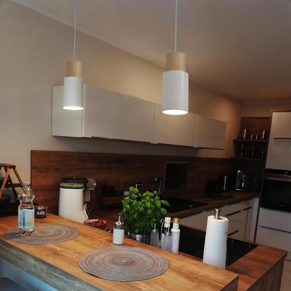 1-punktowa lampa wisząca w stylu vintage, biała, z regulacją wysokości, wyspa kuchenna, przemysłowa, lampa wisząca, E27, 1,2 m, do kuchni, jadalni, sypialni, salonu, baru (bez żarówki)
