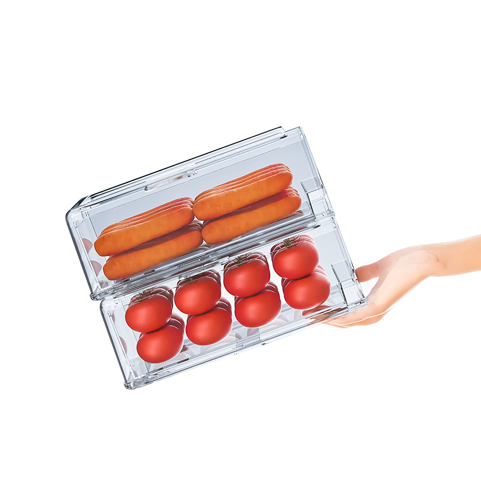 YekouMax Contenedores de organización y almacenamiento de despensa, organizador de refrigerador, contenedores de almacenamiento apilables de plástico con cajones, contenedores extraíbles para nevera,