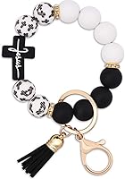 BAOSIWA Silicone Beaded Keychain Wristlet - Cute Bracelet Key Ring Holder for Women Girls, Secure Hands-Free Car Keys