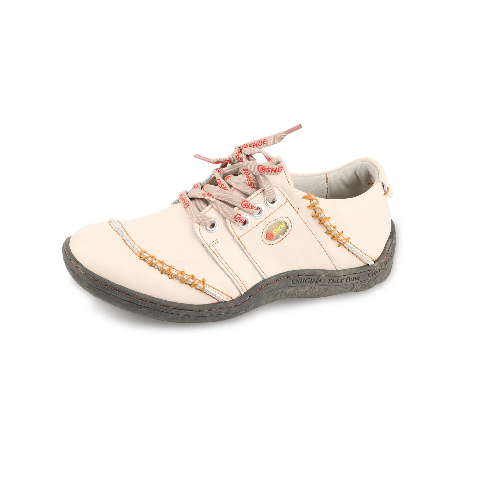 CHSHOER Women's Leather Hand Stitching Patchwork Shoes Lace-Up Casual Shoes