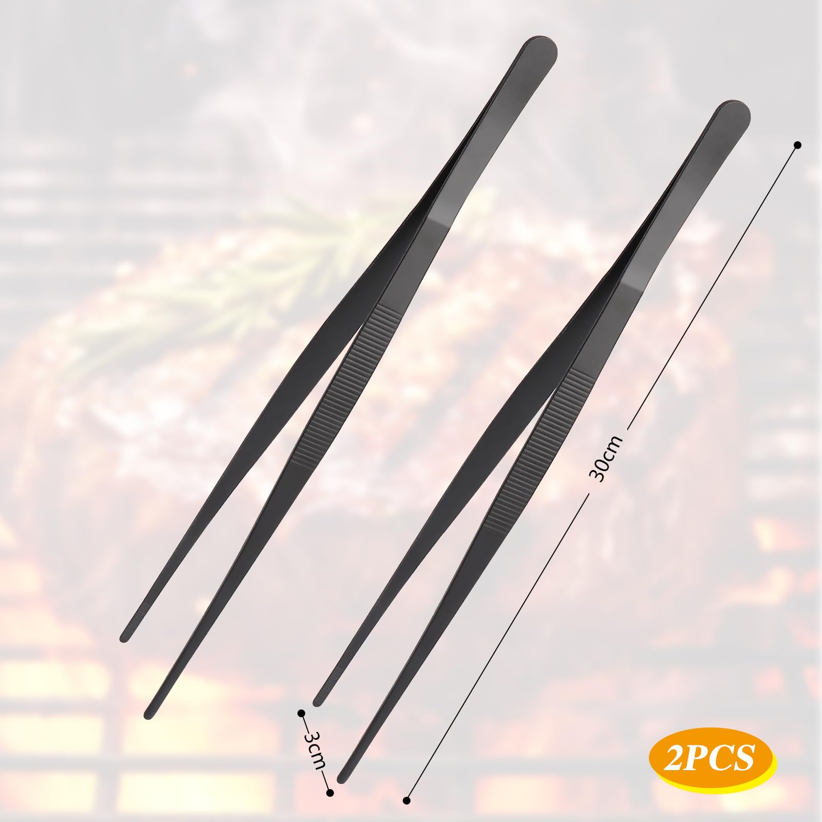 Pinces De Cuisine Inox Professionnelles - Lot De 2 (20 Cm Et 30 Cm) - Pour Barbecue, Grill Et Cuisson