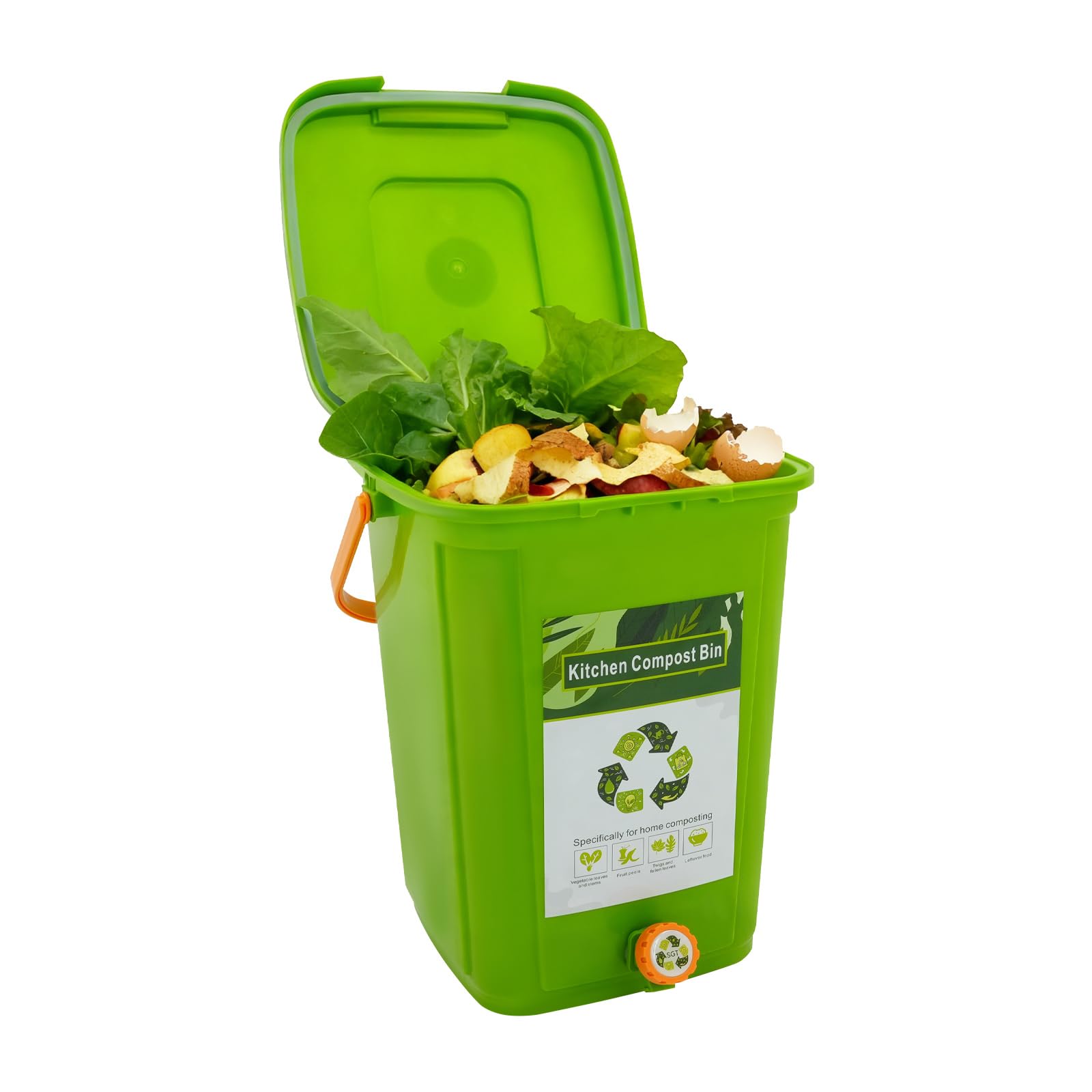 Kosz na odpady organiczne do kuchni, 20 l, kosz na kompost z pokrywką i sitkiem, bezzapachowy, do domu i zrównoważonego rozwoju, zielony
