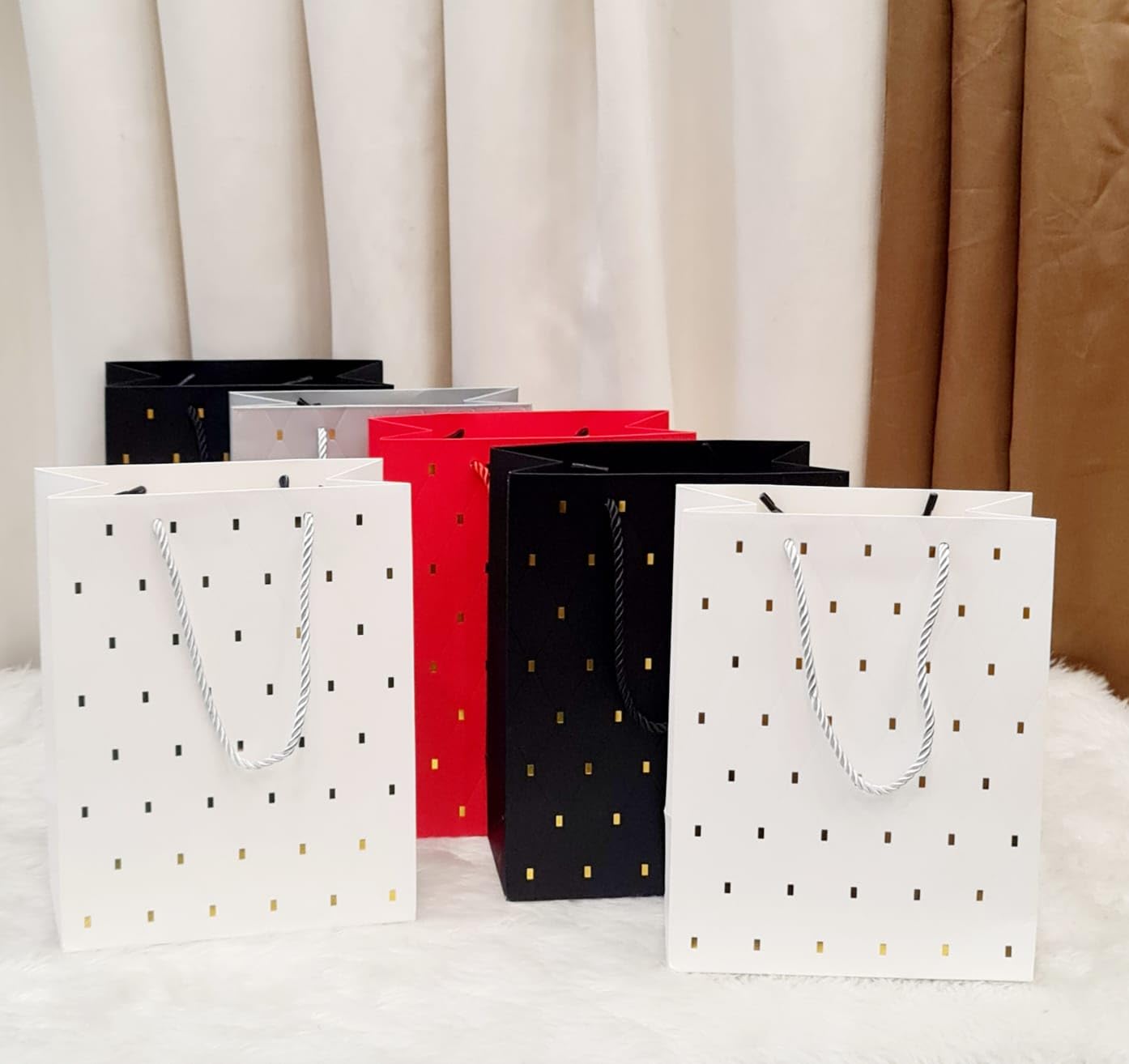 SATYAM KRAFT 6 Pcs Paper Bag Goodie Bags With Handle Gift Paper bag, Carry Bags, gift bag for present , marriage Return Gifts, Christmas Gift, Birthday, Xmas, Wedding, Party, Seasons Greetings (Random Color) (Small) (B0CRVLCHD9) Amazon Price History, Amazon Price Tracker