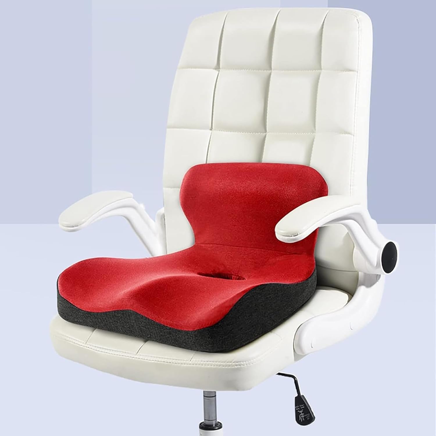 One Piece Office Chair Cushion with Memory Foam Office Chair Cushion - Perfect for Back, Butt, and Lumbar Support, and Car Seats Too(Black)
