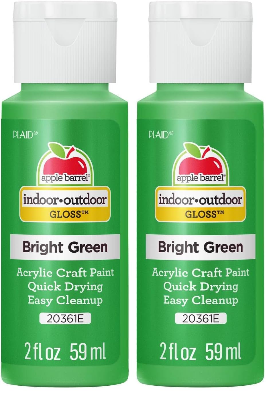 Apple Barrel Gloss Acrylic Paint in Assorted Colors (2-Ounce), 20361 Bright Green (Pack of 2)