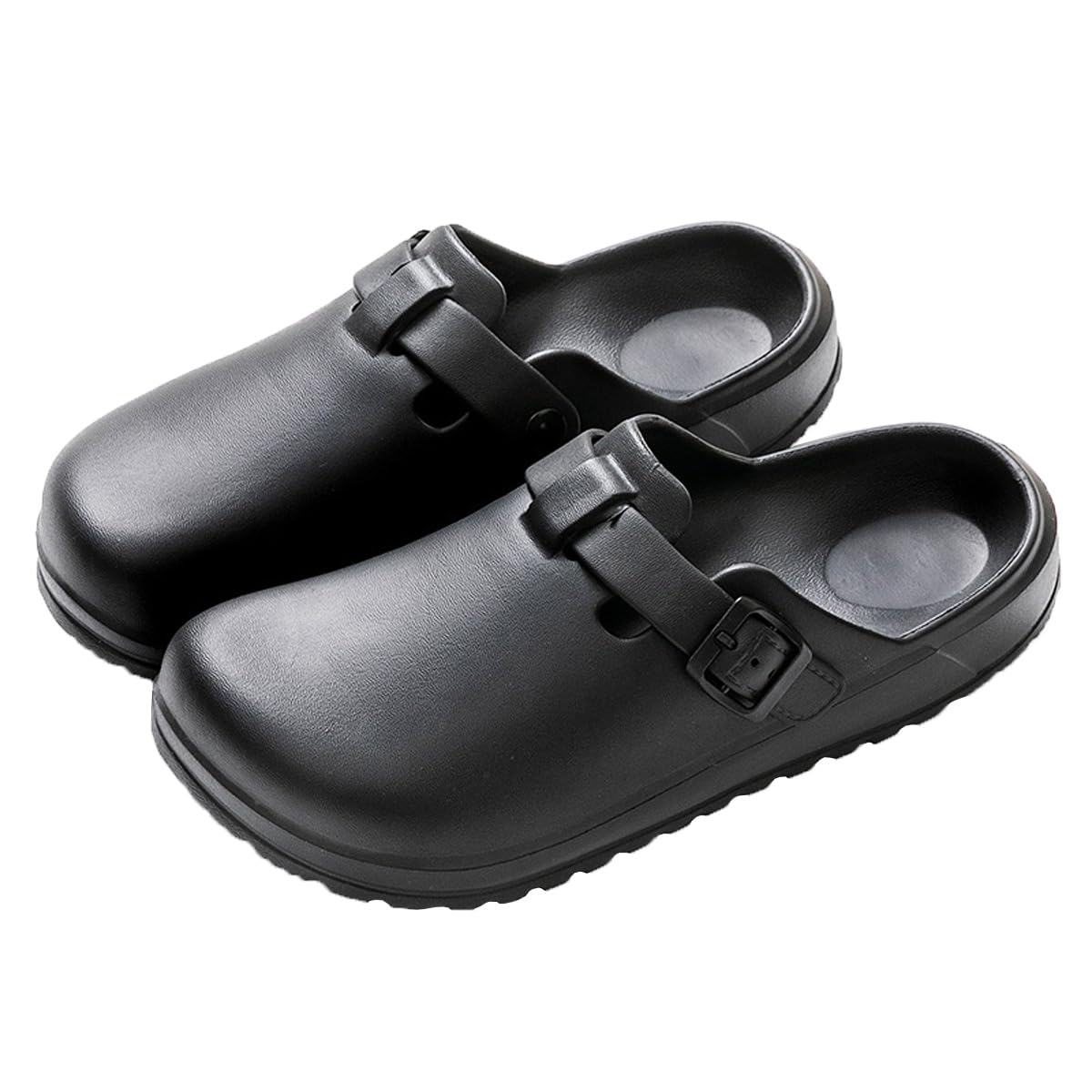 LHXYUO Arch Support Nurse Clogs for Women and Men, Adjustable Buckle Mules Non Slip Work Shoes Chef Garden Sandals, Slip-On Cushion Slippers Slides