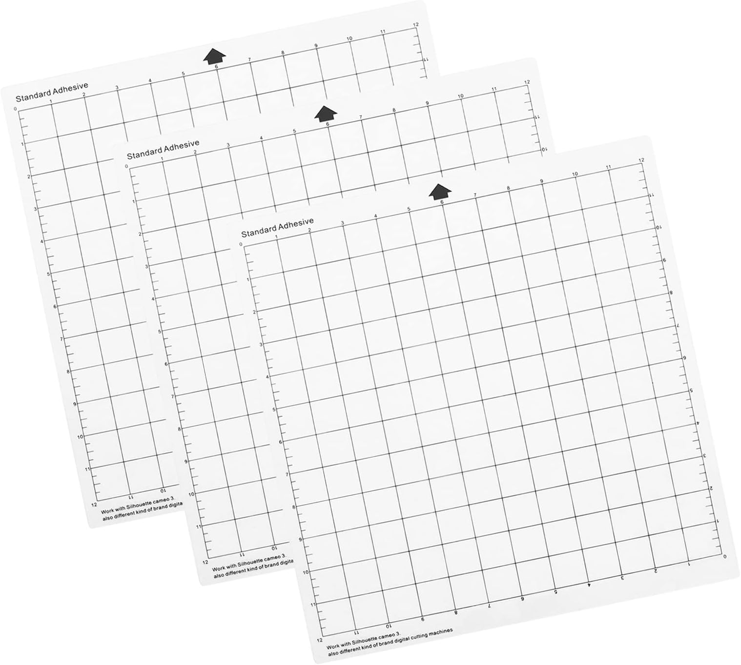 Cutting Machine Special Pad 12 Inch Measuring Grid Replacement Translucent PP Material Adhesive Mat With Clear Film Cover for Silhouette Cameo Plotter Machine 3PCS