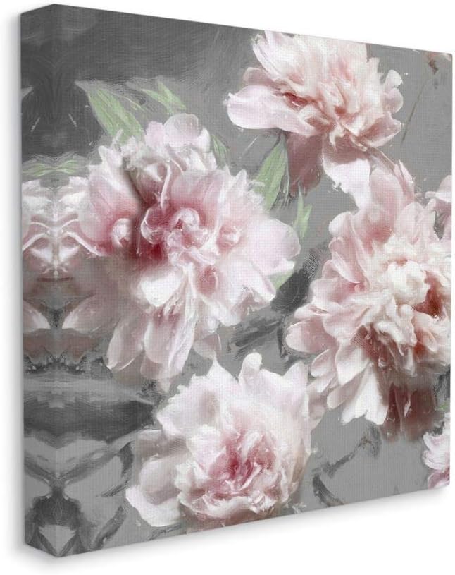 Stupell Industries Pink Flowers On Neutral Grey Painting, Designed by Shawna Sullivan Wall Art, 36 x 1.5 x 36, Canvas