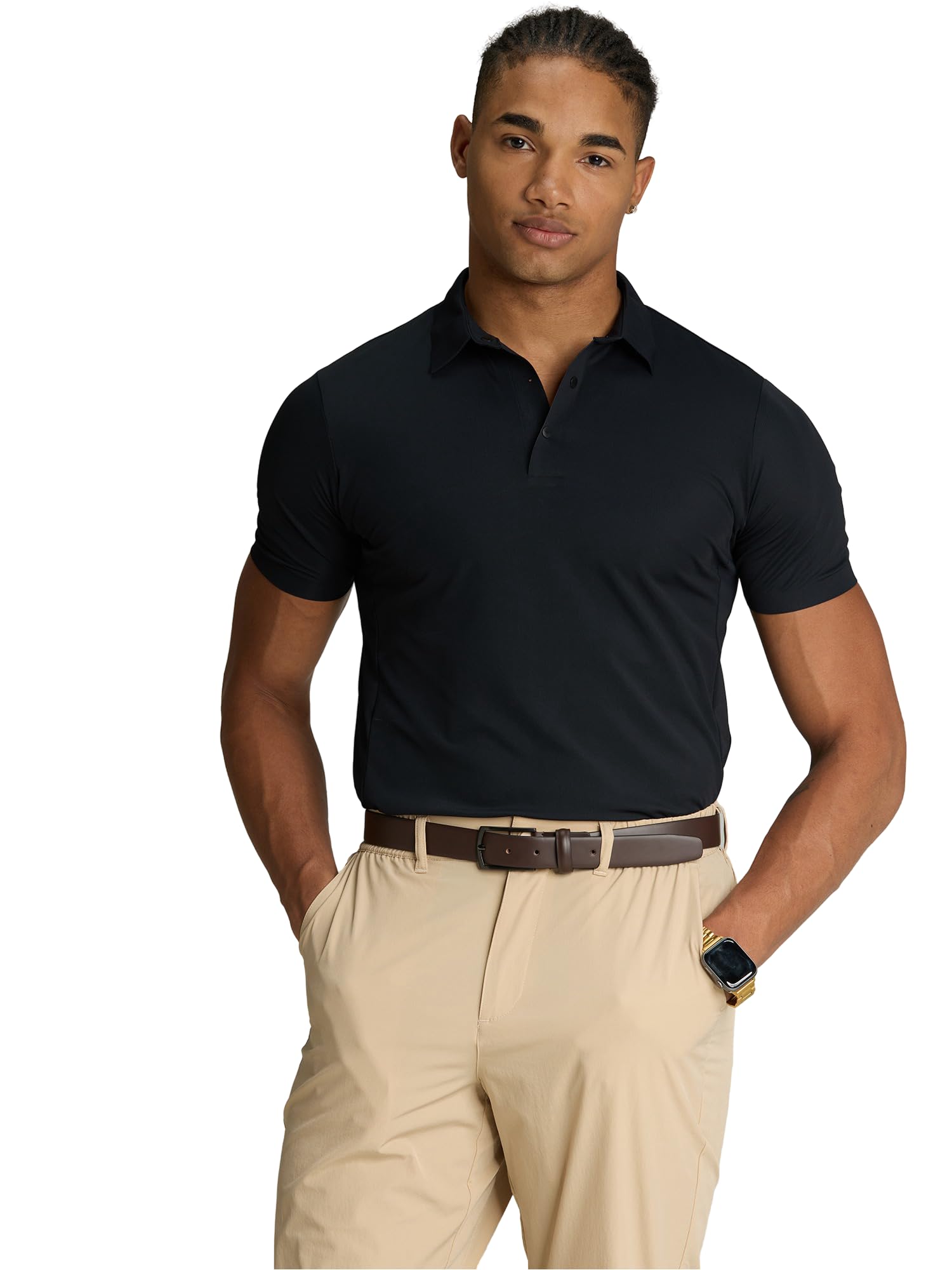 cava Ace Bond Polo for Men | Bonded Finishing, Lightweight, Snap Button Closure, Sweat-Wicking Fabric | Modern Performance Polo Shirt-picture-54