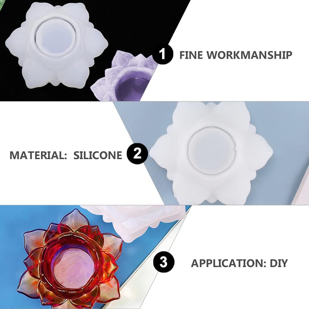 Uonlytech 2Pcs Lotus Silicone Mold for Candle Holder and Resin Crafts Flexible Lotus Flower Casting Mold 5.11X4.33X1.77In for Handmade Storage Boxes and Tealight Holders