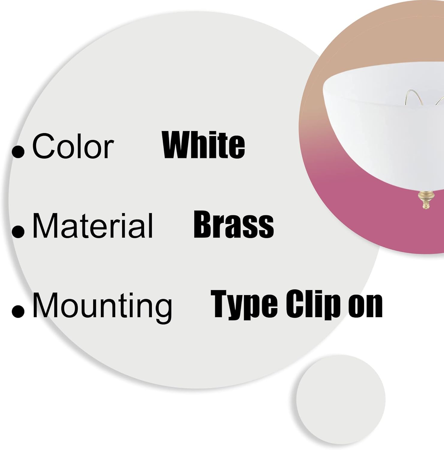 Ciata Lighting 4-3/4 Inch Ceiling Light Cover Fixture for A-Shape Bulb, Clip On Lamp Shade for Ceiling Light Bulb, 7-3/4 Inch Diameter Dome Shape Shade Bulb Cover for Indoor Location, White, Pack of 2