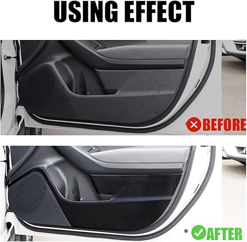 Miniatura 2 de JERBOR Almohadilla antipatadas para puerta de automóvil, calcomanía de cuero de fibra de carbono, protector de umbral de puerta de automóvil para