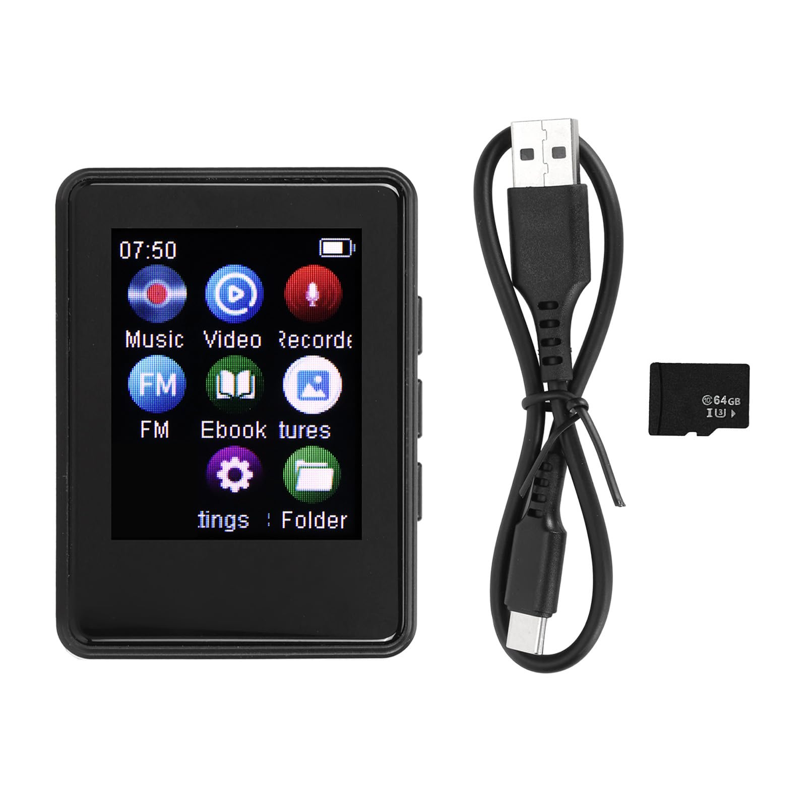 Lettore MP3 Bluetooth 5.0 Lettore Musicale Touchscreen con Audio Stereo HiFi per Correre e Studiare (Con scheda di memoria 64G)