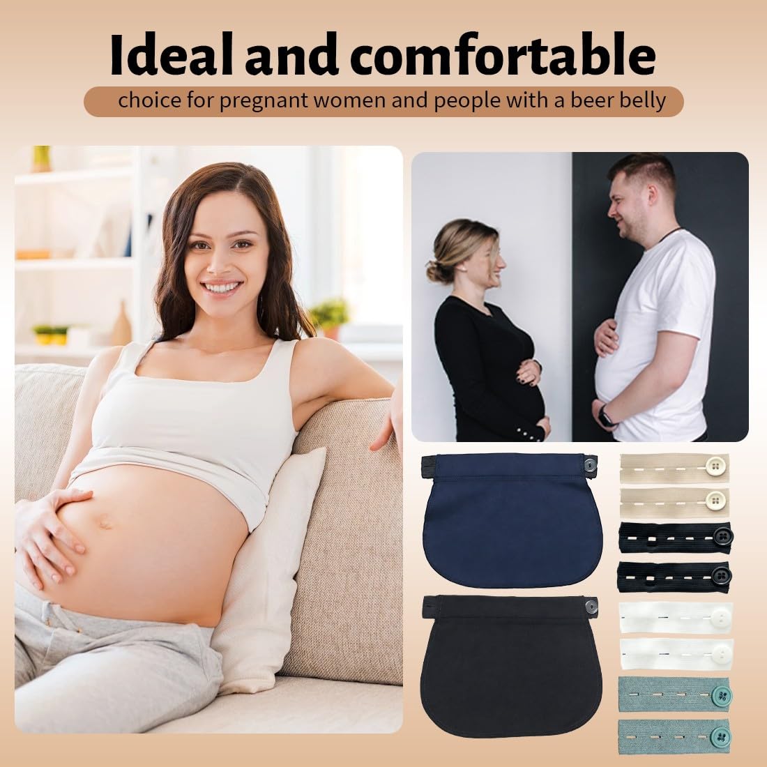 10 Piezas Extensores de Pantalones para Embarazadas, correas de extensión con Botón Ajustable, Alargador Pantalon Embarazada, Extensión de Cintura para Embarazo, Adaptador Pantalon Embarazada — view 6