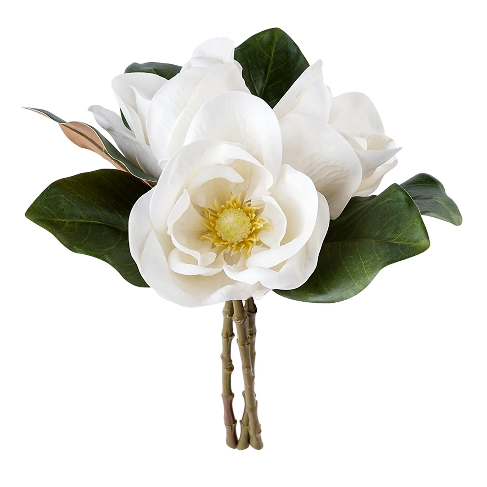 Emivery Artificial Magnolia Flowers, Real Touch Silk Magnolia Floral Arrangement, Fake Flowers Centerpiece for Home Dining Table Office Bathroom Shelf Decoration (3)