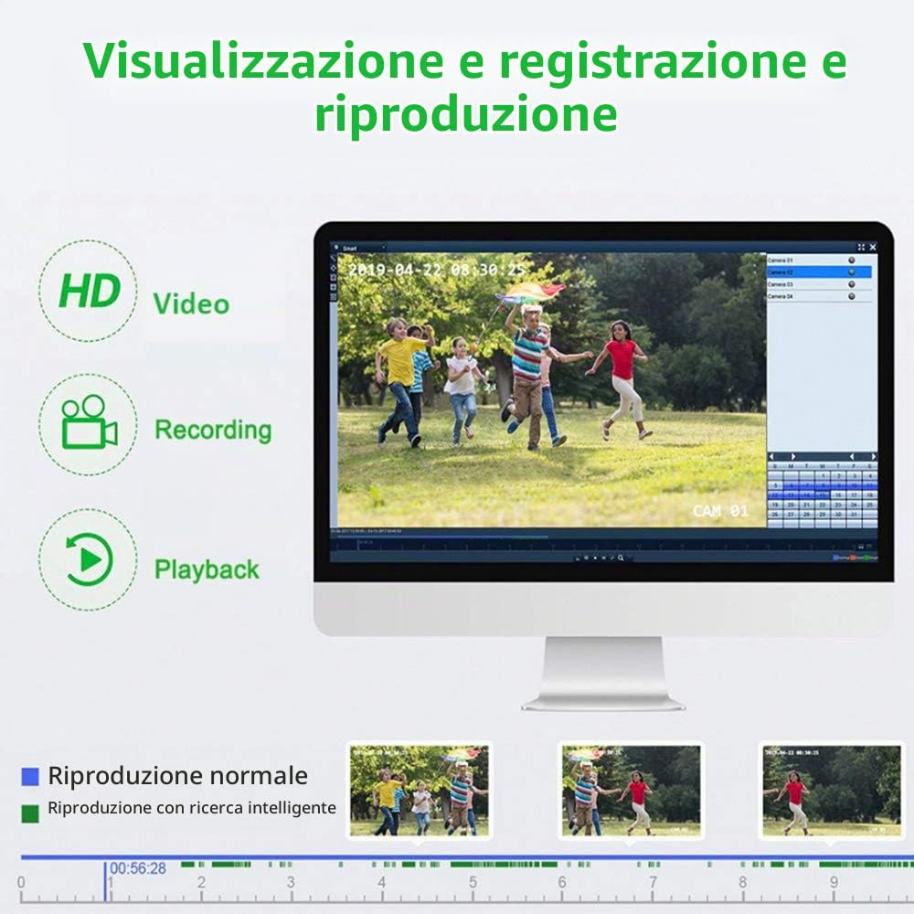 Aottom Bullet Camera Videosorveglianza WiFi 8CH Videosorveglianza WiFi Telecamere di Sorveglianza- 8ch 2MP NVR Kit + 4pcs 1080P Camera, Visione Notturna, Motion Detection, Allarme E-mail, P2P, No HDD