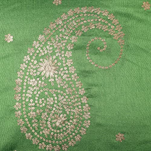 Image of THE COCOTIER Pure Silk Cushion Cover with Hand Embroidery, Pitta Work, Traditional Design, Zip Closure. (Green,16 X 16)