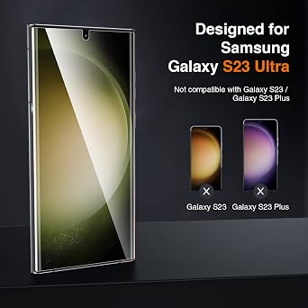 LK 2pcs Screen Protector & 2pcs Camera Lens Protector, Compatible for Samsung Galaxy S23 Ultra 5G, HD Clear TPU Film, Case Friendly, Support Fingerprint Unlock, Bubble Free