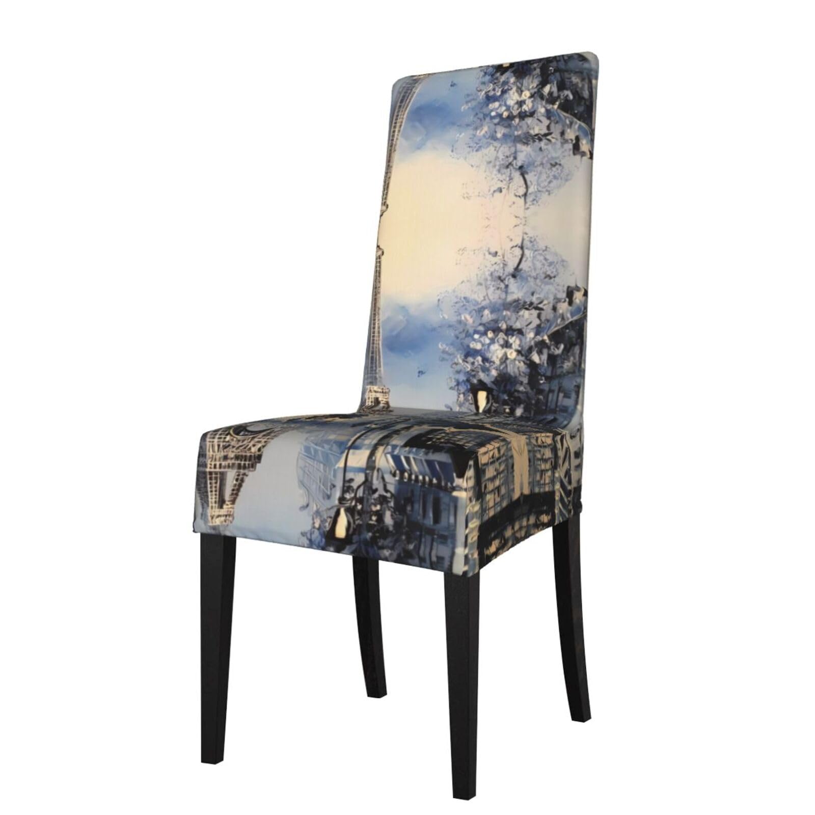 HJFCZH Romantic Paris Eiffel Tower Prints Protection Cover for Dining Chair - Stretchable Chair Throw Covers for Dining Room, Hotel Event Party