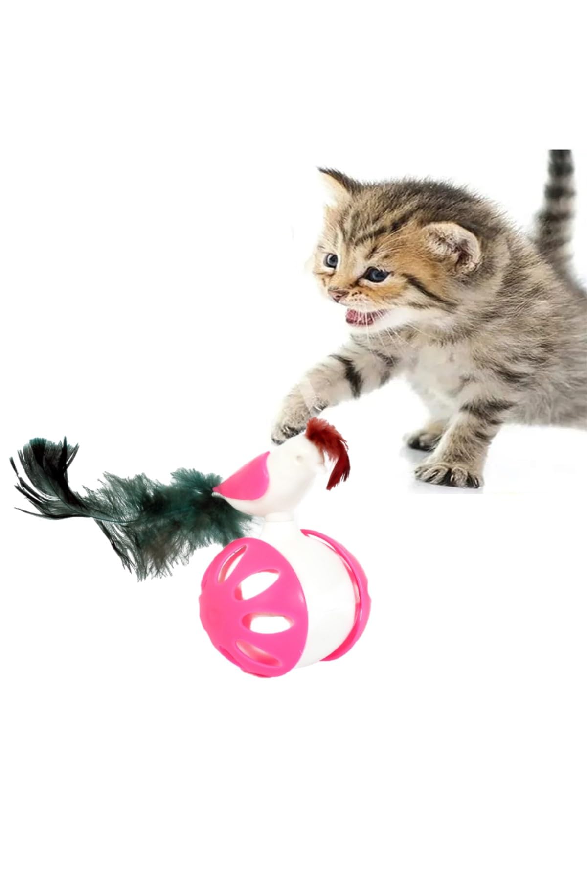 Tineke TEKERLEKLİ HACIYATMAZ KUŞ KEDİ OYUNCAĞI 1 ADET (PEMBE)
