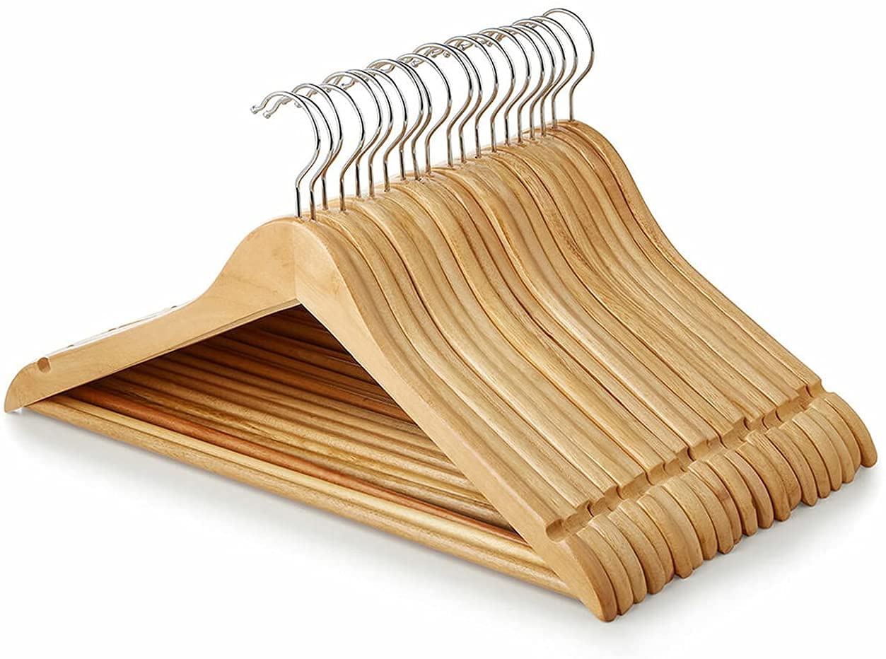 ACCURATE Strong Brown Wooden Non-Slip Trouser bar | Coat Hangers (40)