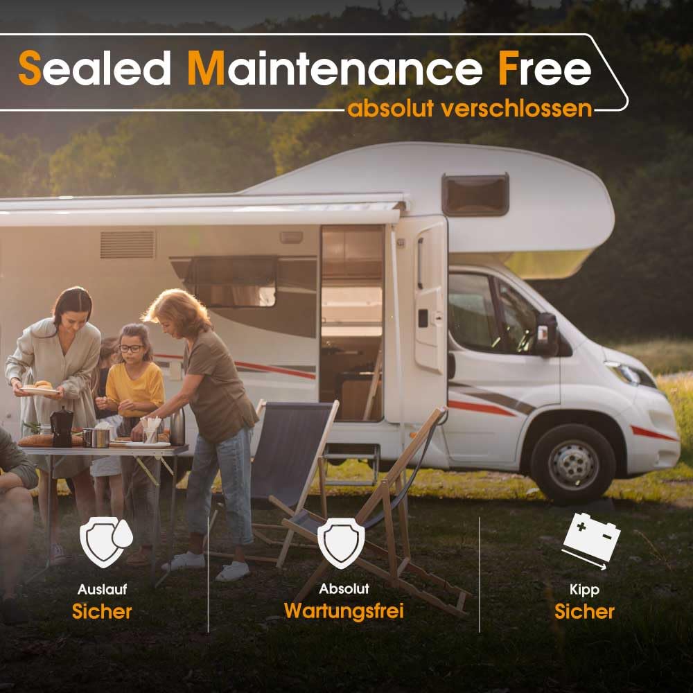 SOLIS Solarbatterie 12V 120Ah Batterie Solar Wohnmobil Wohnwagen Versorgungsbatterie Bootsbatterie vorgeladen wartungsfrei