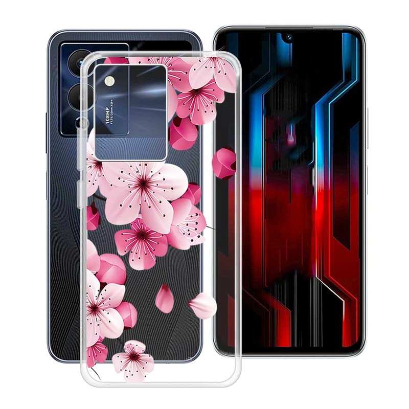 Phone Case for Infinix Note 12 Pro 5G (6.7"), Slim Shockproof Soft Silicone Bumper Shell, [Ultra-Thin ] [Anti-Yellowing] Clear Back Cover for Infinix Note 12 Pro 5G - Peach Blossom