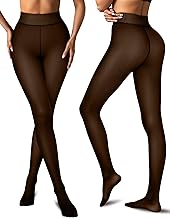 Vertvie Fleece Lined Tights Women Crotch One Seam Line Warm Sheer Pantyhose Fake Translucent Thermal Thick Tights Leggings