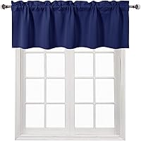 Vista 87 de DWCN Cenefa opaca para cocina, con bolsillo para barra, cortinas para ventana, sala de estar/sótano, 52 x 18 pulgadas de largo, 1 panel, azul oscuro