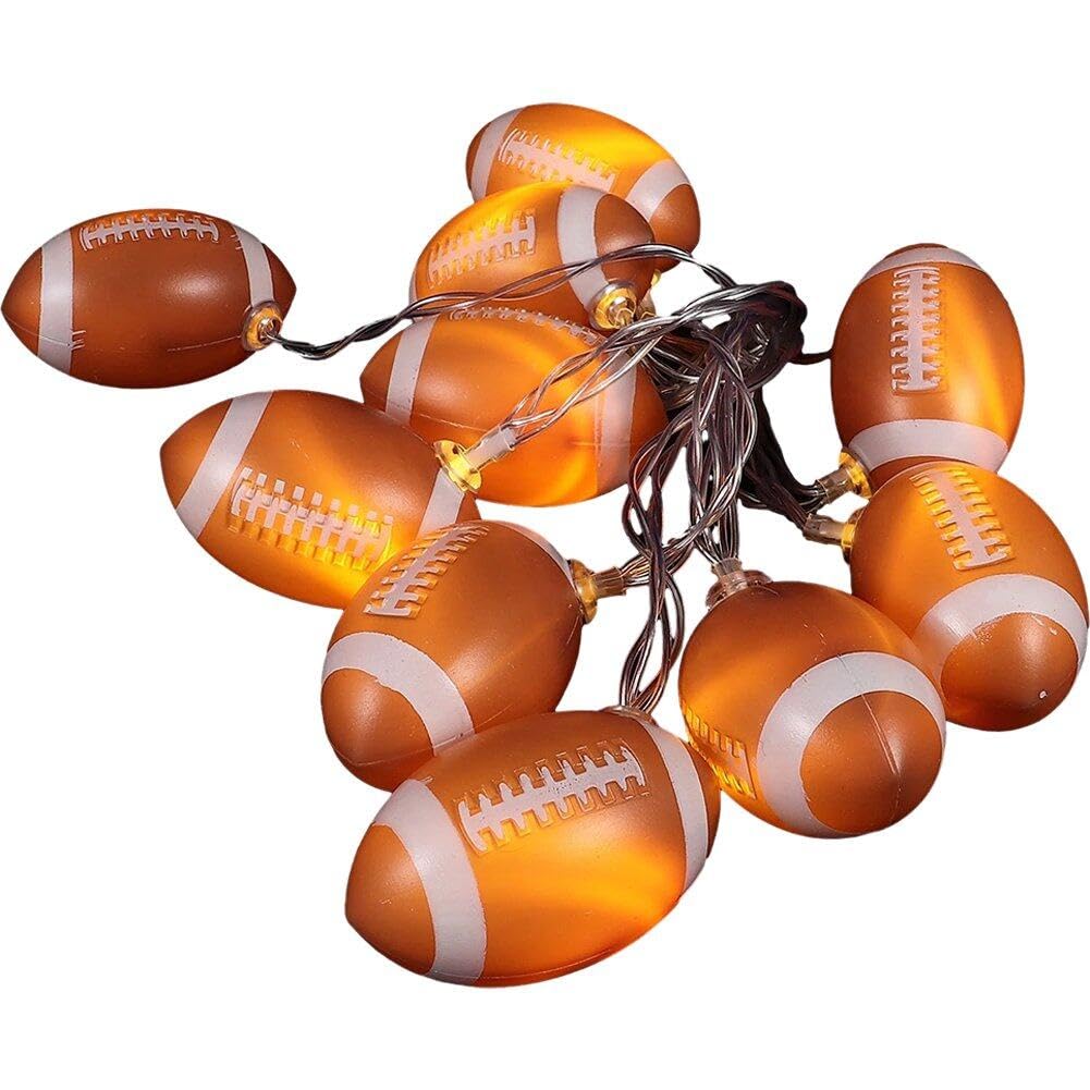 American Football String Lights, 10LED Sports Ball Lights Party Decor, Rugby Atmosphere Light for Christmas Tree Home Birthday Party Decorations