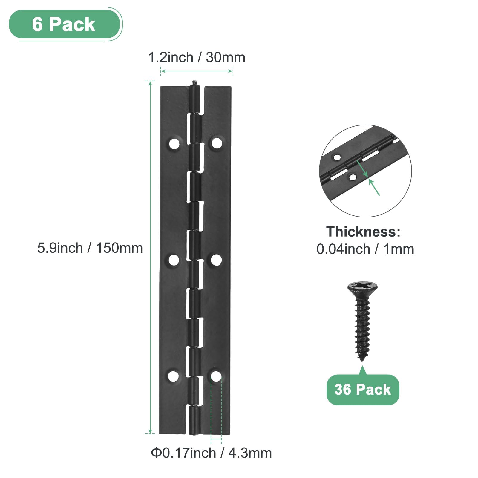 M METERXITY 6-Pack Piano Hinges - Image 3