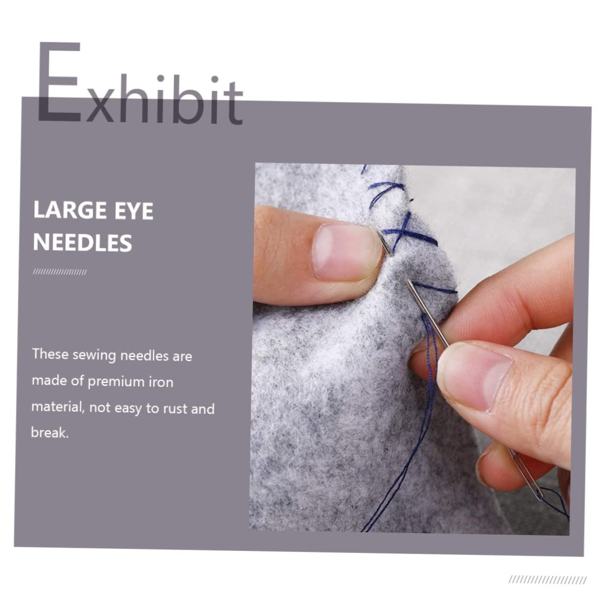 BEBEMOKO Large Eye Needles for Hand Sewing 5 Sizes of Knitting Needles Easy to Thread for Beginners Professionals