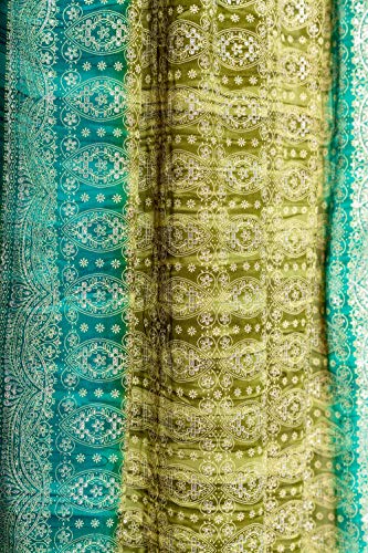 Light-Filtering Sari Colorful Curtains – Boho Curtains, Bed Canopy Panel, Wall Tapestry Or Window Treatment For Bedroom Or Living Room + Tote Bag (96"L X 42"W Set Of 2, Olive Teal) #TOP1