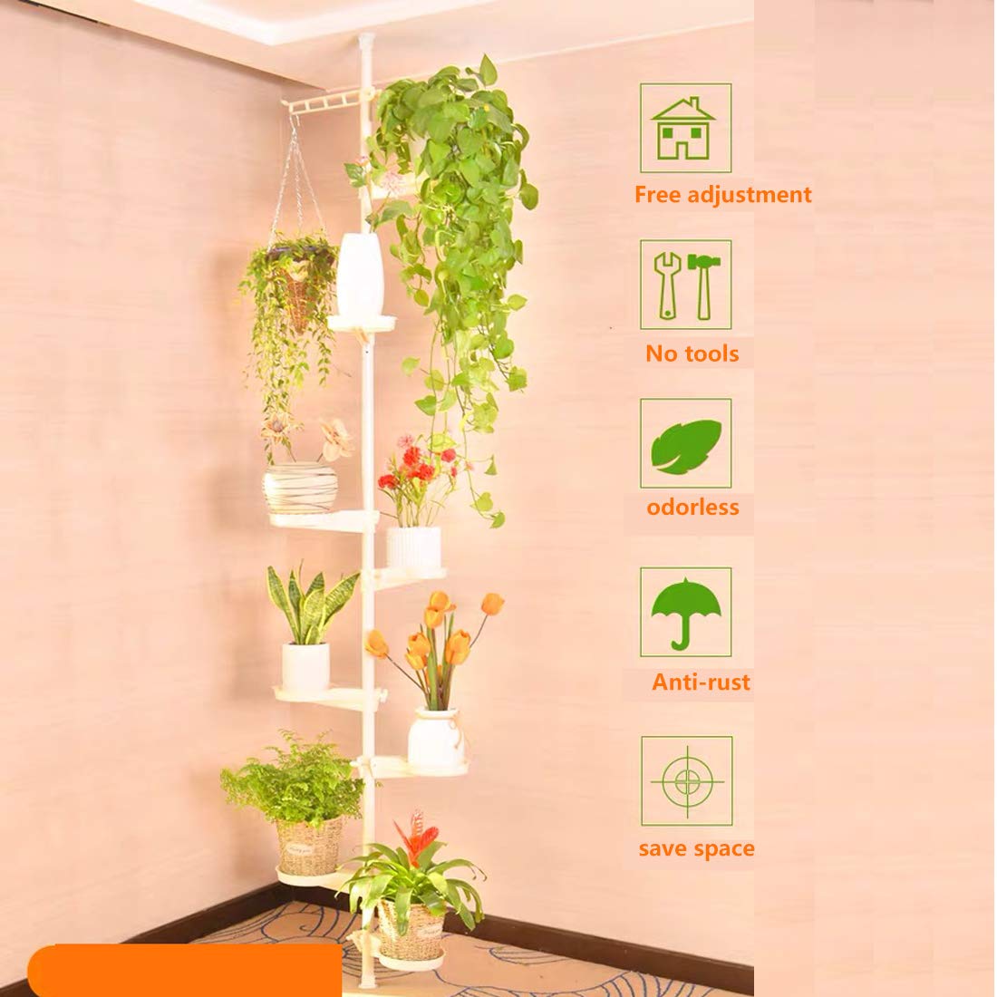 HagieNu 5Tier Indoor Plant Pole Spring Tension Rod Corner Flower