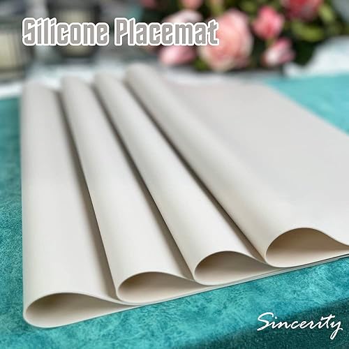 Miniatura 3 de Placemats, Set of 4 Silicone Dining Table Mats, Heat Resistant Anti Skid Placemats for Home Kitchen and Restaurant Table, Washable Easy to Clean