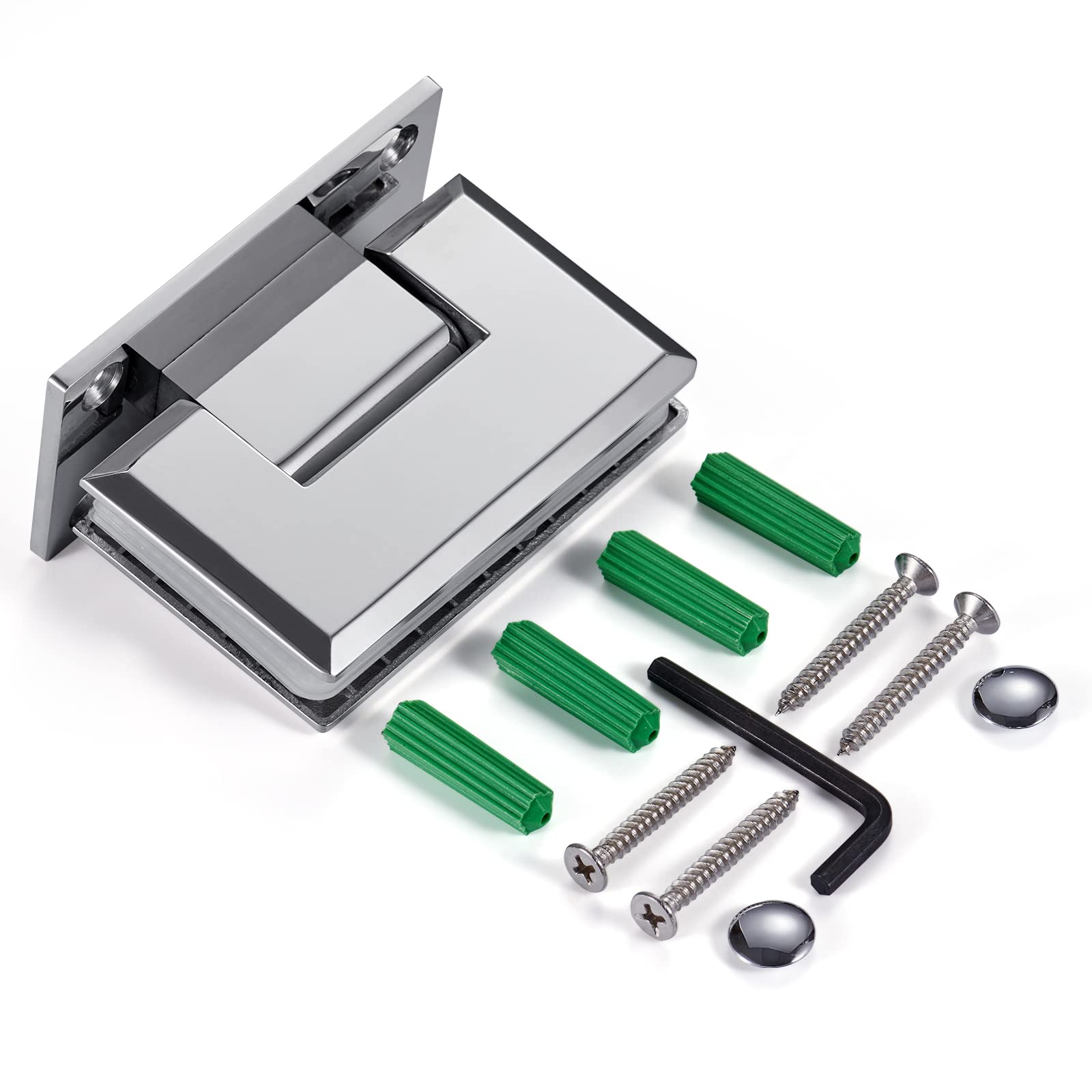 Heavy Duty Shower Glass Door Hinge,Solid One-Piece Precision Cast with 5mm Thick 304 Stainless Steel,for 5/16"-1/2" (8mm-12mm) Thick Frameless Bathroom Doors,Wall to Glass Mount,1 pc,Polished Chrome - Image 4