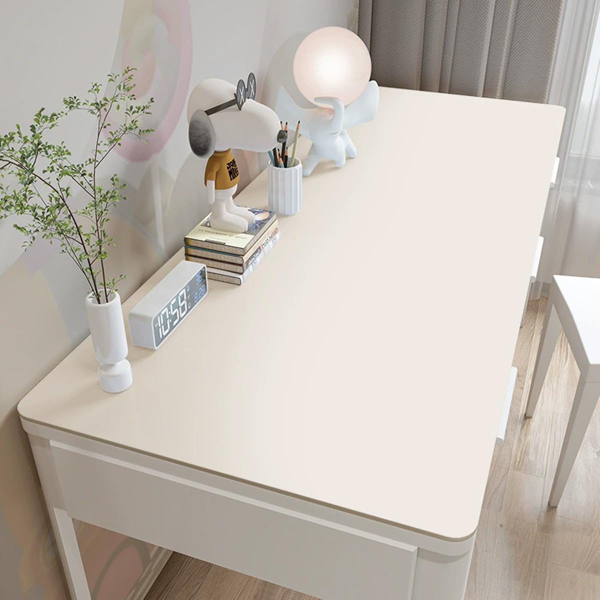 Non-Slip Desk Pad, Waterproof PU Leather Desk Blotter, Easy Clean Large Table Protector, Laptop Desk Study Writing Mat for Office Work Home (White,80x40cm)