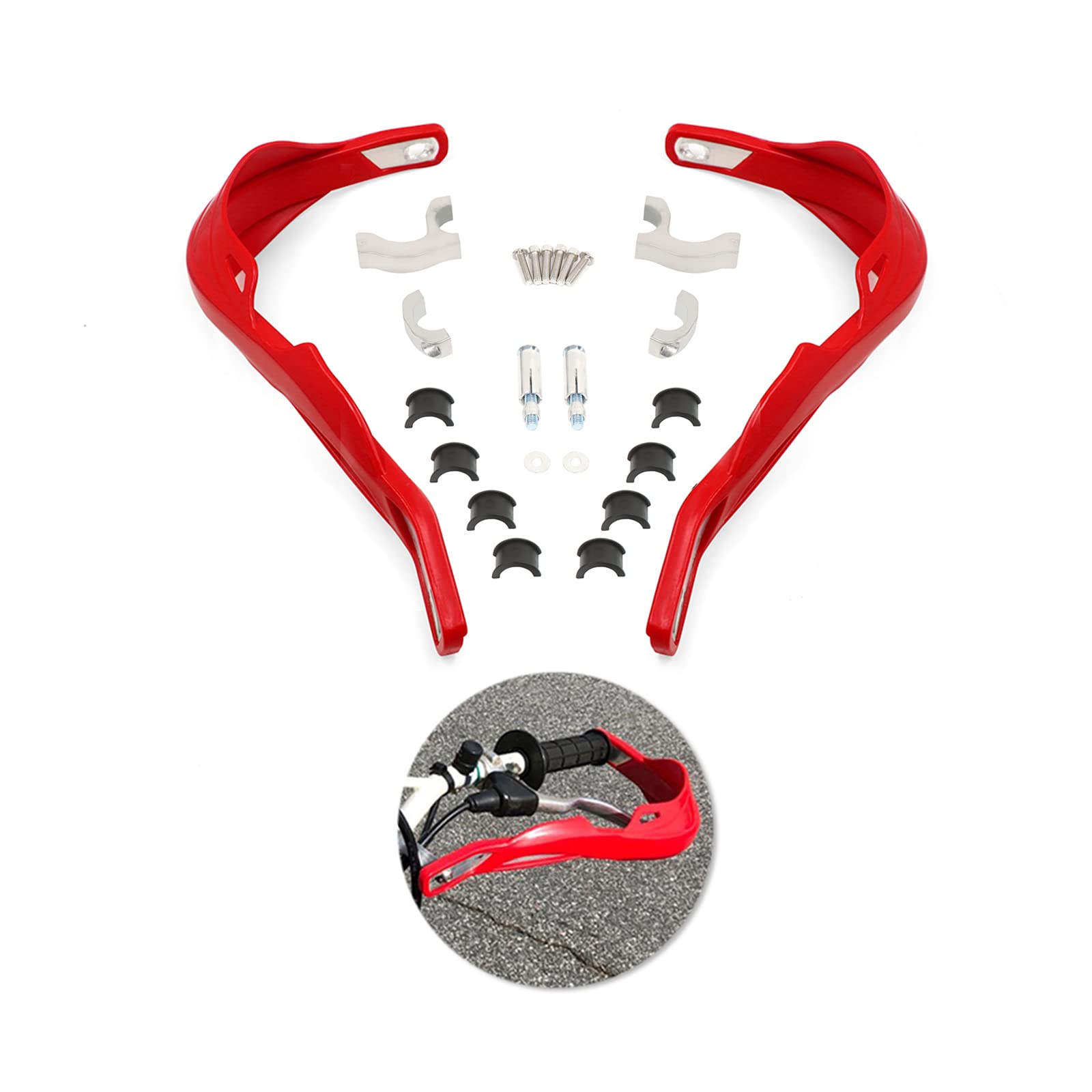 BAIONE Universal Motorcycle Hand Guard for 22 mm and 28 mm Handlebars Motorcycle Dirt Bike Pit Bike Supermoto Hand Guards H.o.n.d.a K.a.w.a.s.a.k.i Y.a.m.a.h.a S.u.u.k.i (K.k.k.k.i) Red)