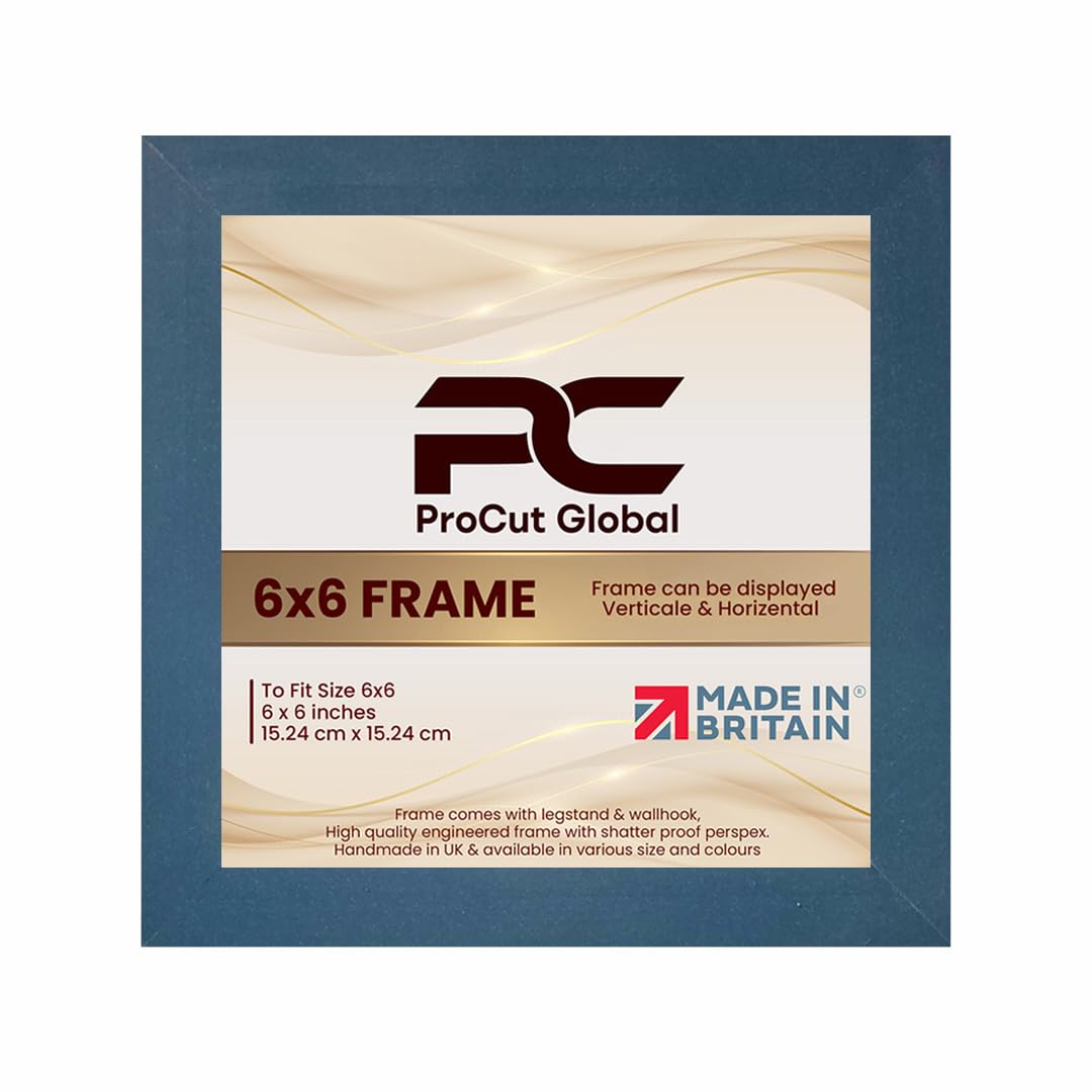 Procut Global 6X6 Navy Blue Picture Frames – Sleek Wooden Photo Frame with Shatterproof Perspex for Wall or Tabletop – Perfect for Posters, Certificates, Prints–Multiple Sizes & Colors Available