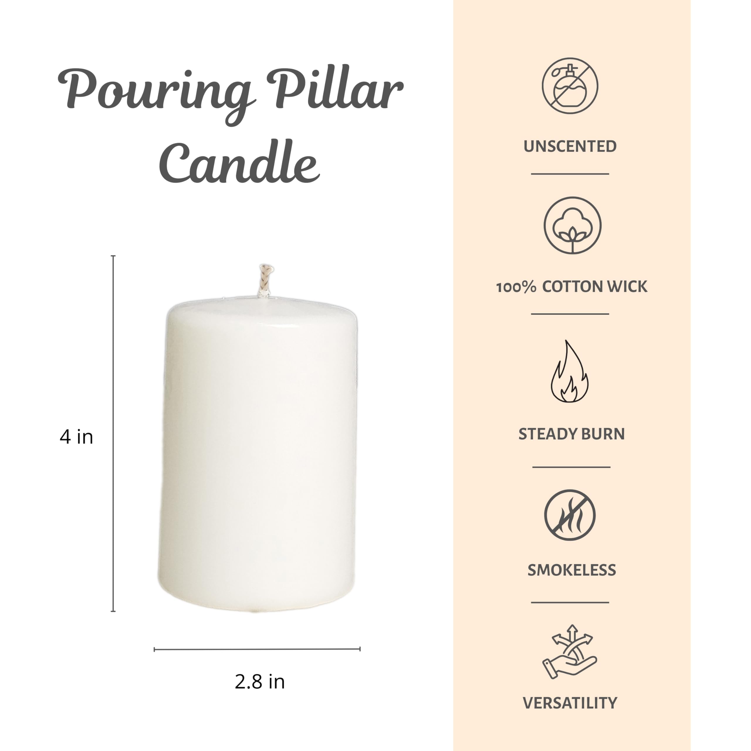 CW Studio Candele a colonna pressanti non profumate, bruciano a lungo, senza fumo e antigoccia, cera di alta qualità con stoppino in cotone, perfette per matrimoni, eventi, casa e decorazioni rustiche