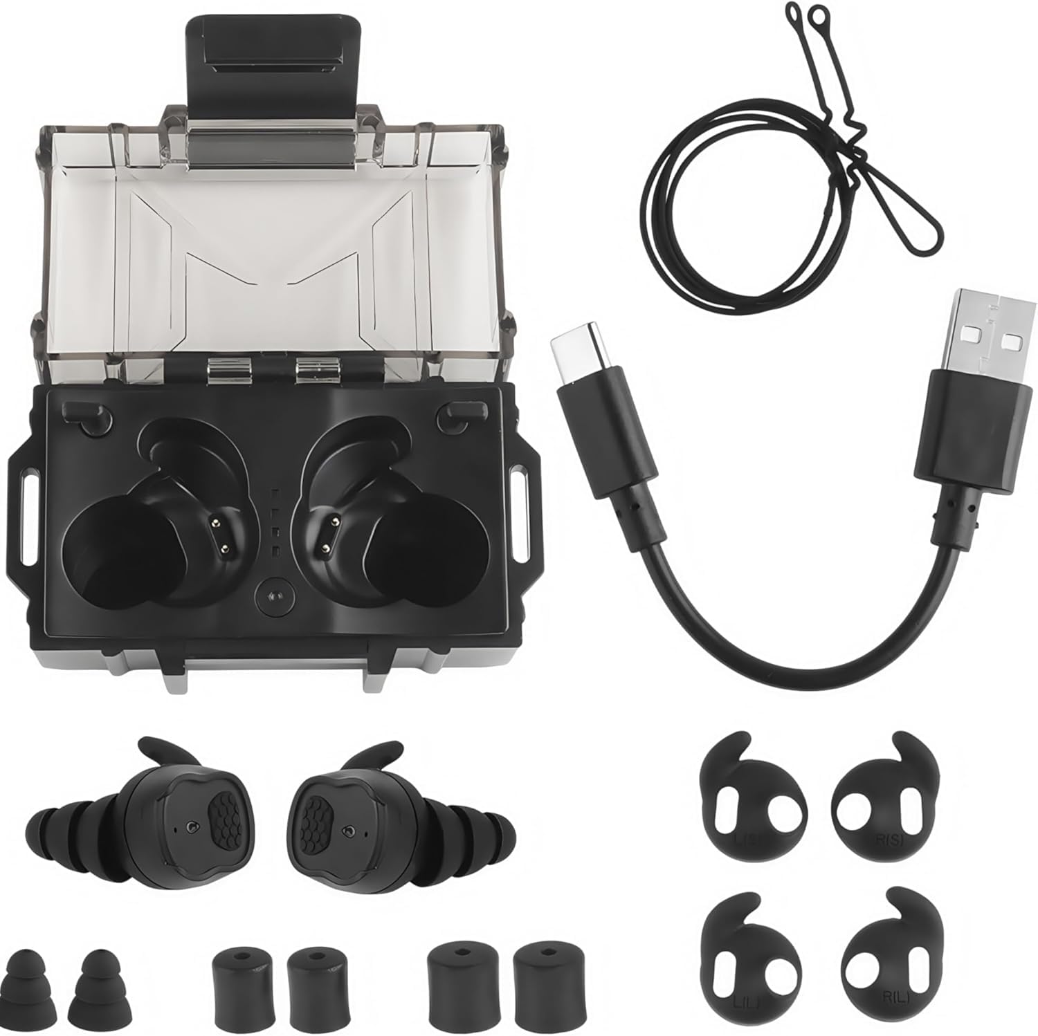 ACEXIER Taktischer Bluetooth 5.3-Kopfhörer mit elektronischer Tonabnehmer-Geräuschunterdrückung, In-Ear-Headset, Jagd, Schießen, Gehörschutz, Taktische Ohrhörer (Black)