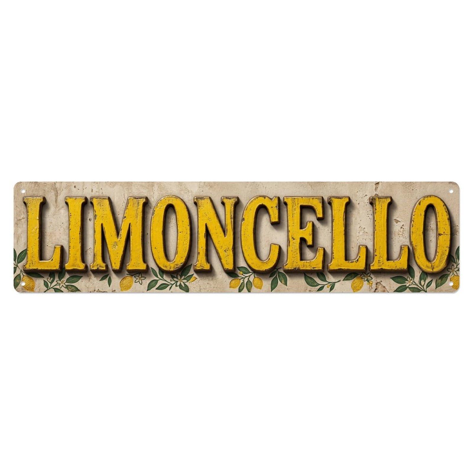 Vintage Limoncello Traditional Pressed Liqueur Metal Tin Sign Plaque Wall Decor for Cafe, Club, Garden Metal Poster 4x16Inch