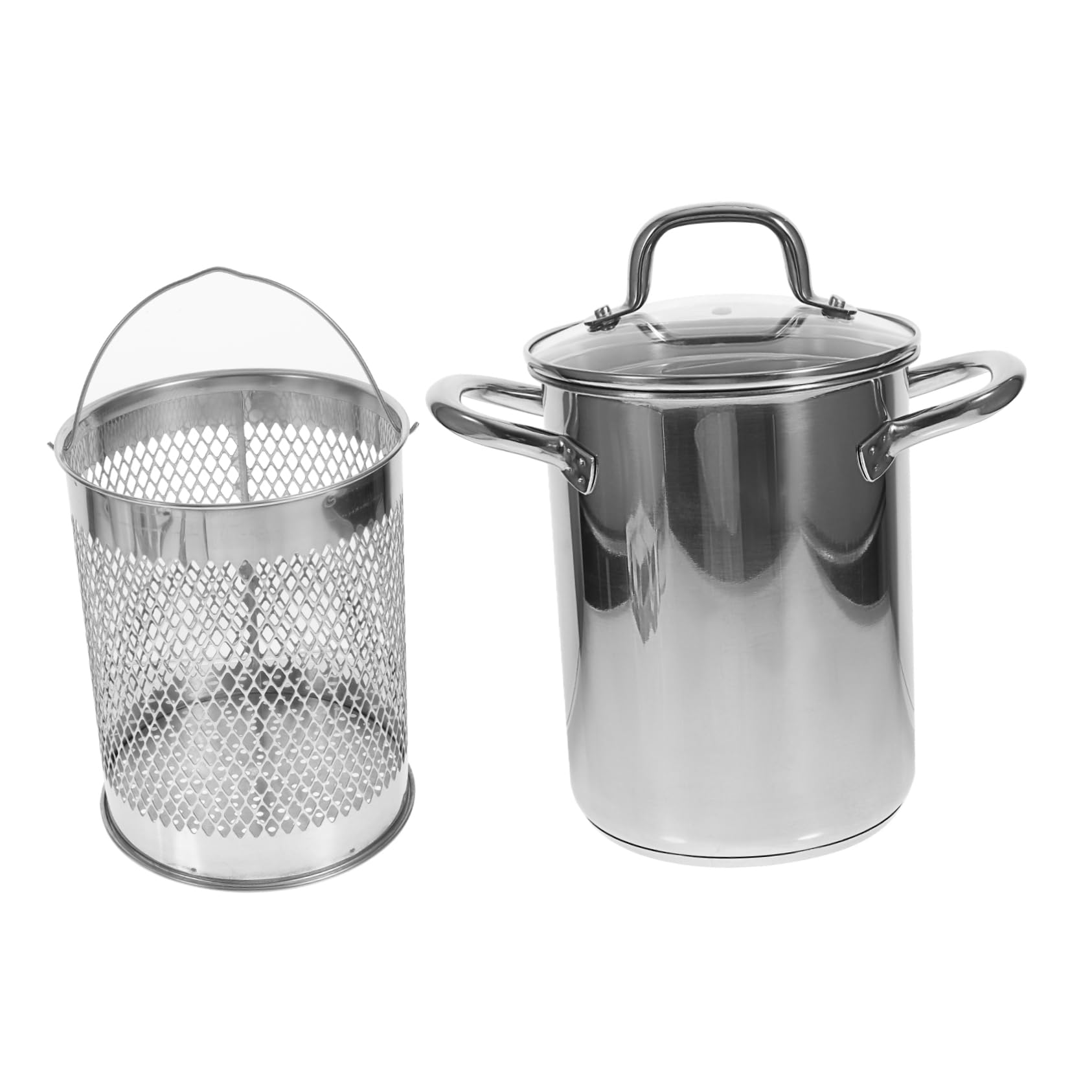 OFFSCH Deep Fryer Pot 304 Stainless Steel Japanese Deep Fry Pot Asian Style Soup Pot Drainer