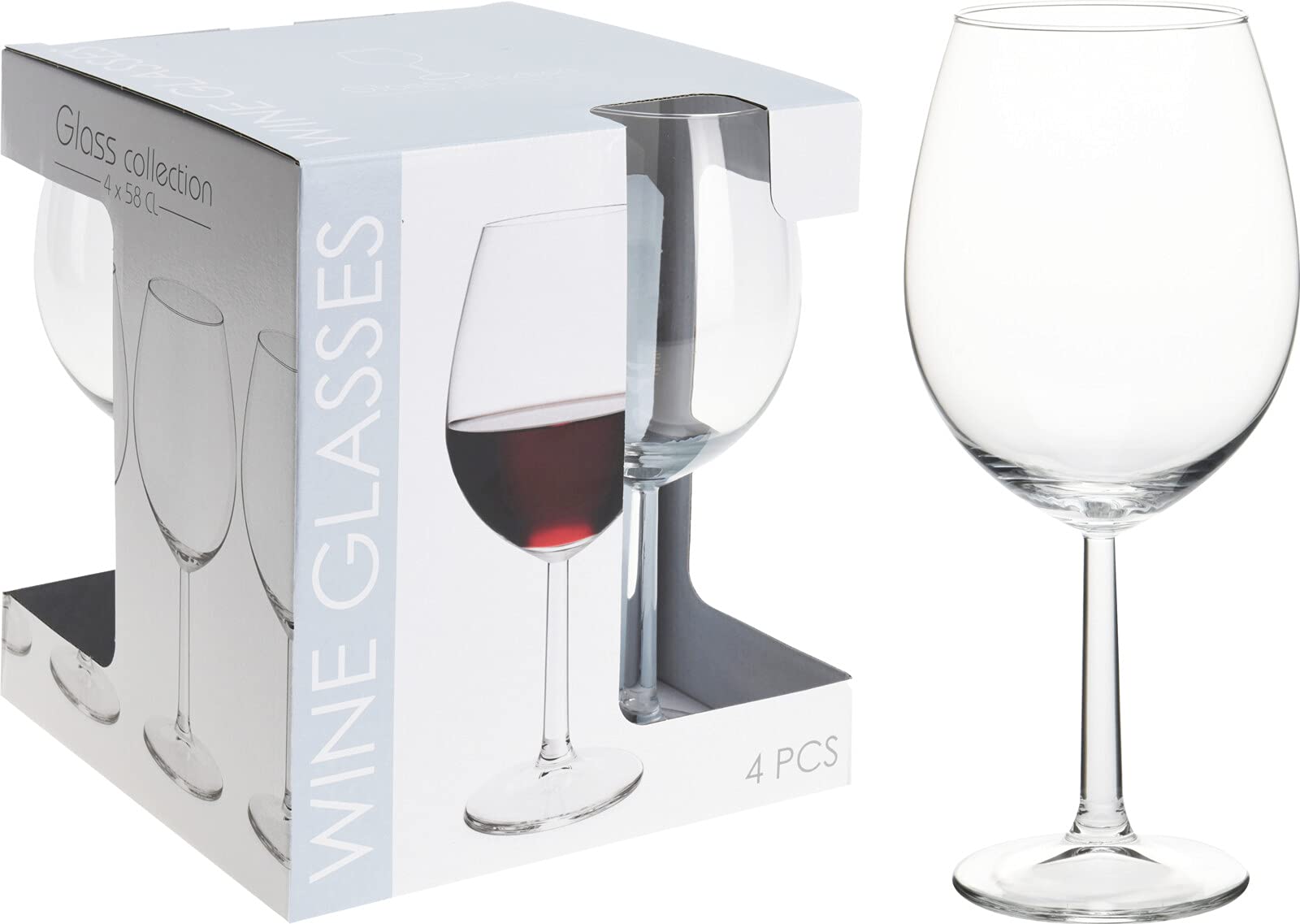 Galvog® Set of 4 Crystal Clear Wine Glasses 580ml, Transparent