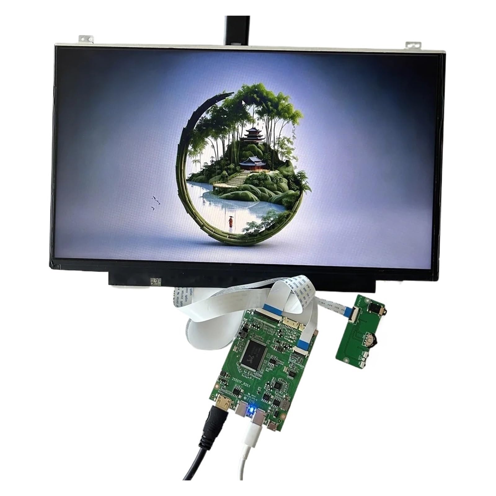 Monitor Schermo IPS Da 14 Pollici 14 "1366X768 + Kit Scheda Controller EDP VGA/Tipo C USB/HDMI Compatibile for PC X360 Lap Raspberry Kit Driver EDP(EDP board with panel)
