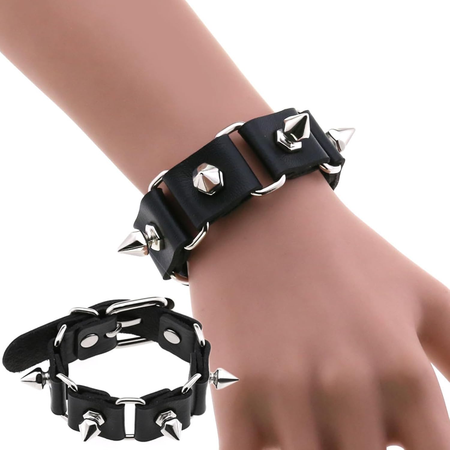 Frodete Studded Bracelet for Mens Leather Spike Bracelet Black Punk Accessories Halloween Spiked Bracelets Gothic Jewelry Dress - Image 2