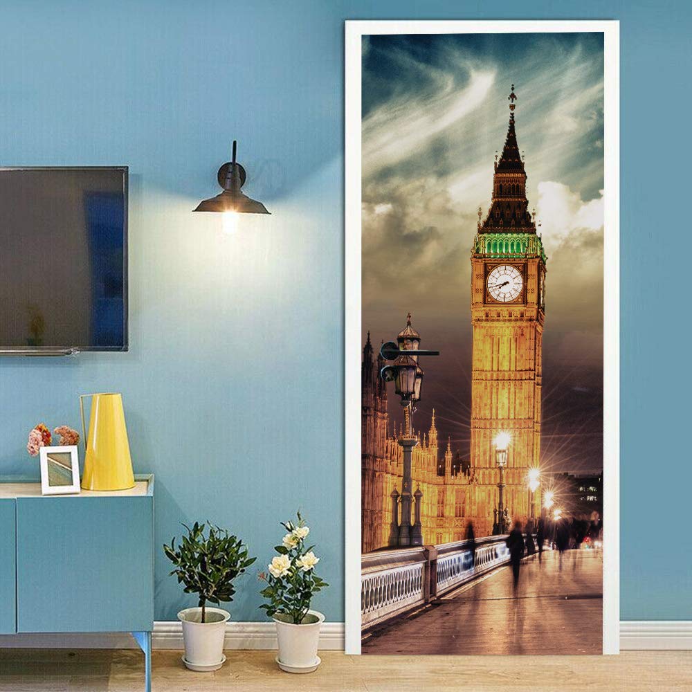 Autocollants escaliers et portes trompe l'oeil Londres papier peint amovible